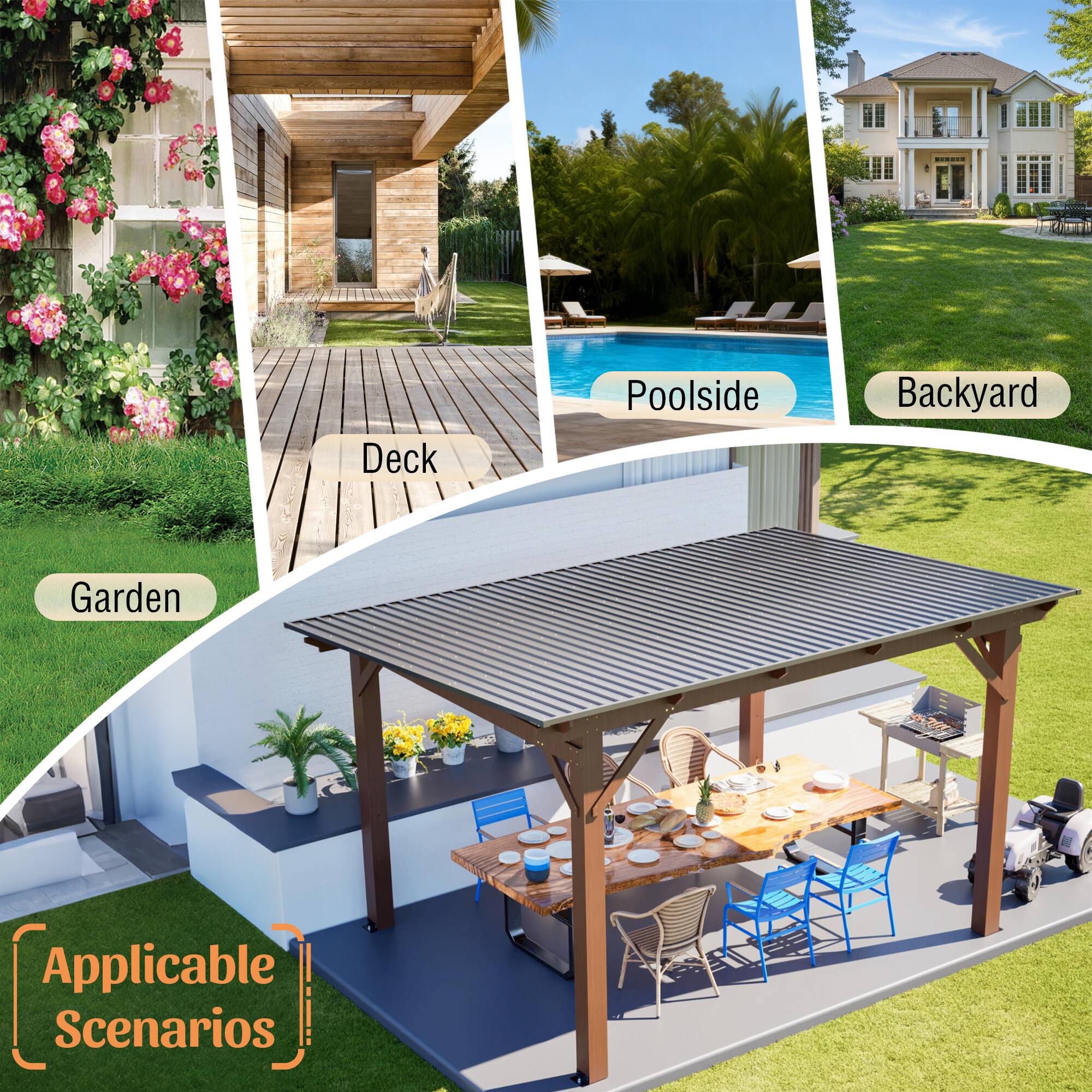 Deck Poolside Backyard Garden Applicable Scenarios