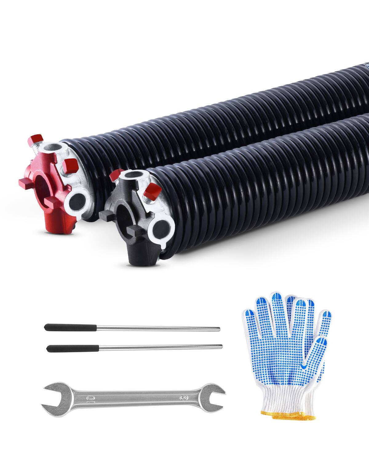 Front. VEVOR - Garage Door Torsion Springs, Pair of 0.25 x 2 x 31 in, 16000 Cycles, Electrophoresis Black Coated for Replacement - Black.