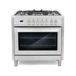 COSMO - F965 36 in. Stellar Collection 3.8 cu. ft. Dual Fuel Range, 5 Sealed Burners, 8 Function Convection Oven - Stainless Steel