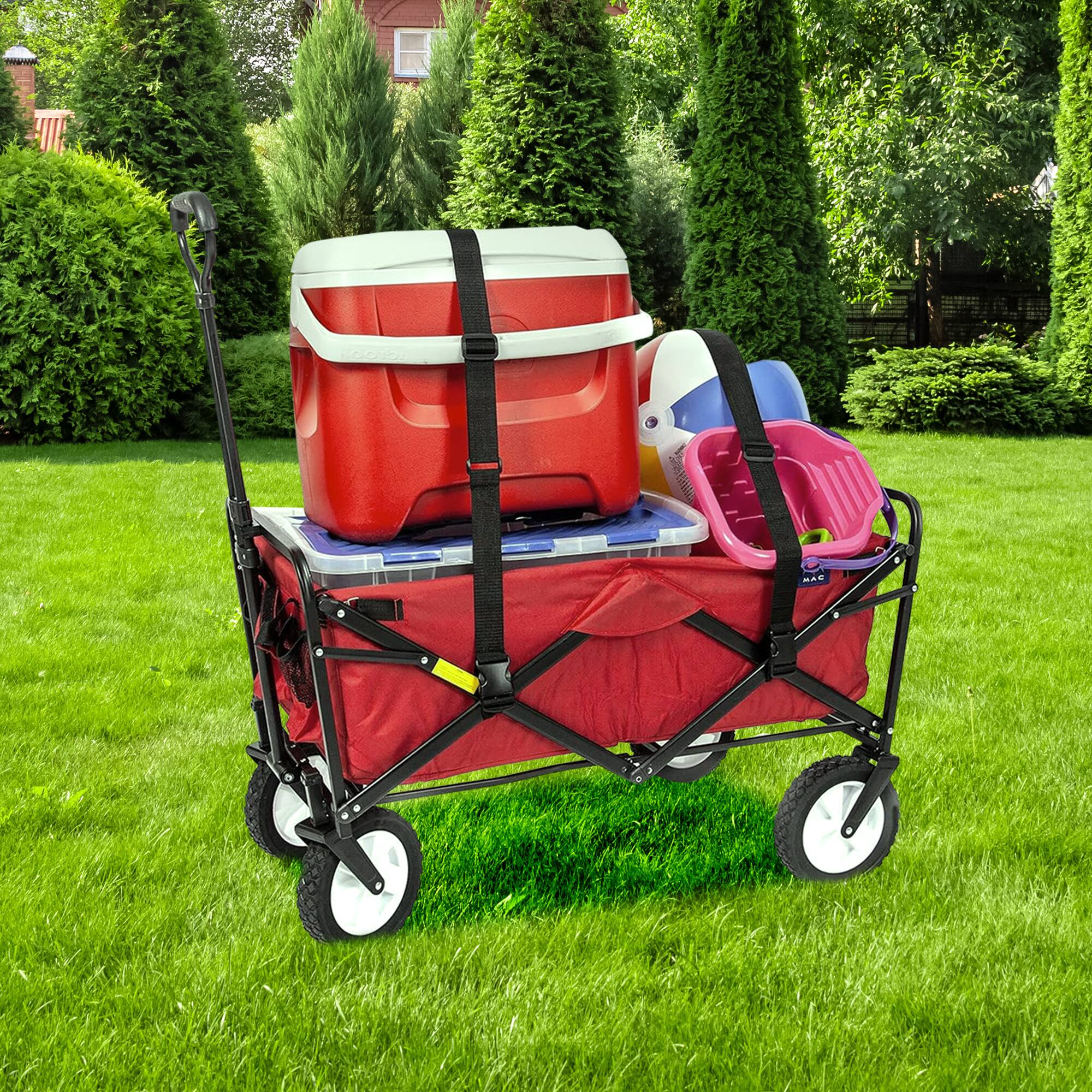 Alt View 2. Mac Sports - Mac Sports Collapsible Folding Outdoor Utility Garden Camping Wagon Cart, Red - Red.