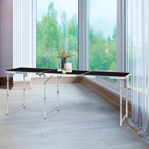 Alt View 8. Winado - 6FT Portable Folding Camping Table with Carry Handle, Adjustable Height for Party Picnic Outdoor Patio Garden Indoor - Black.