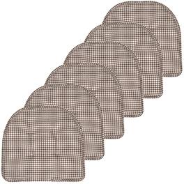 Sweet Home Collection - Houndstooth Stitch U Shaped Memory Foam 17" x 16" Chair Cushions, 6-Pack - Brown