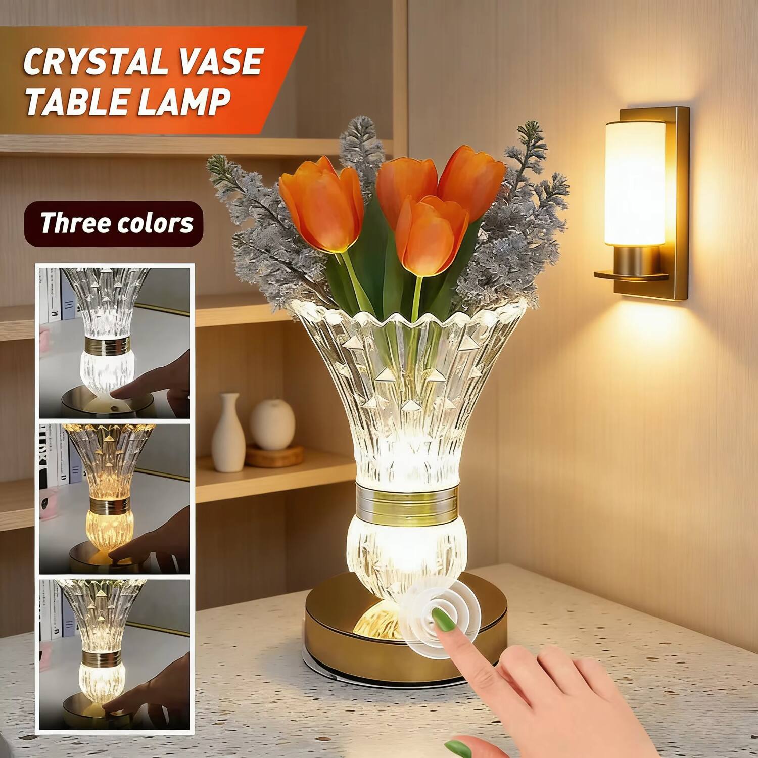 CRYSTAL VASE TABLE LAMP  
Three colors