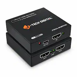 J-Tech Digital - 4K 60Hz (4:2:0) 1x2 HDMI Splitter for Dual Displays - Black