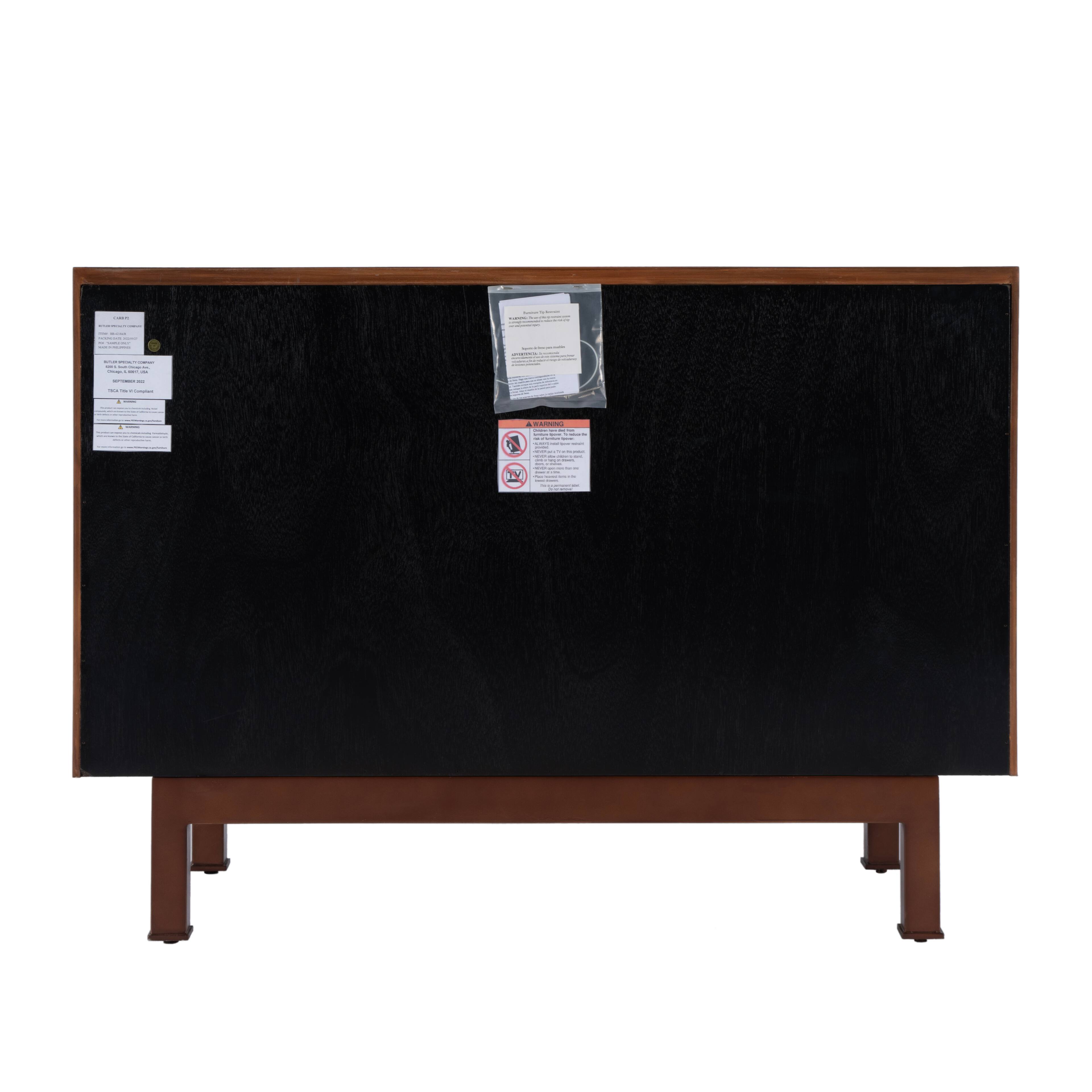 Alt View 4. Butler Specialty - Stefan 40 in. W Rectangular Wood 2 Door Modern Storage Cabinet - Brown.