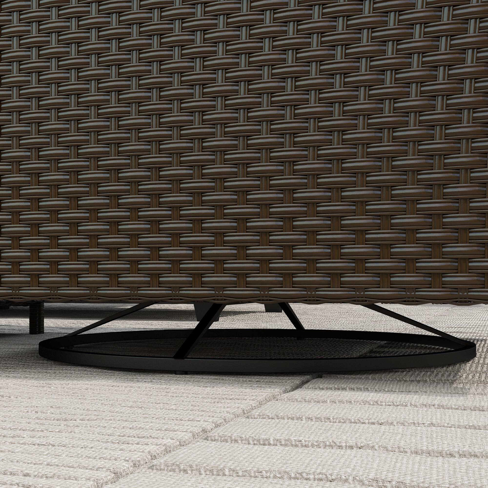 Alt View 8. Outsunny - 6 Piece Patio Furniture Set with Rattan 3-seater Sofa, Swivel Rocking Chairs, Footstools, Table - Coffee Brown.