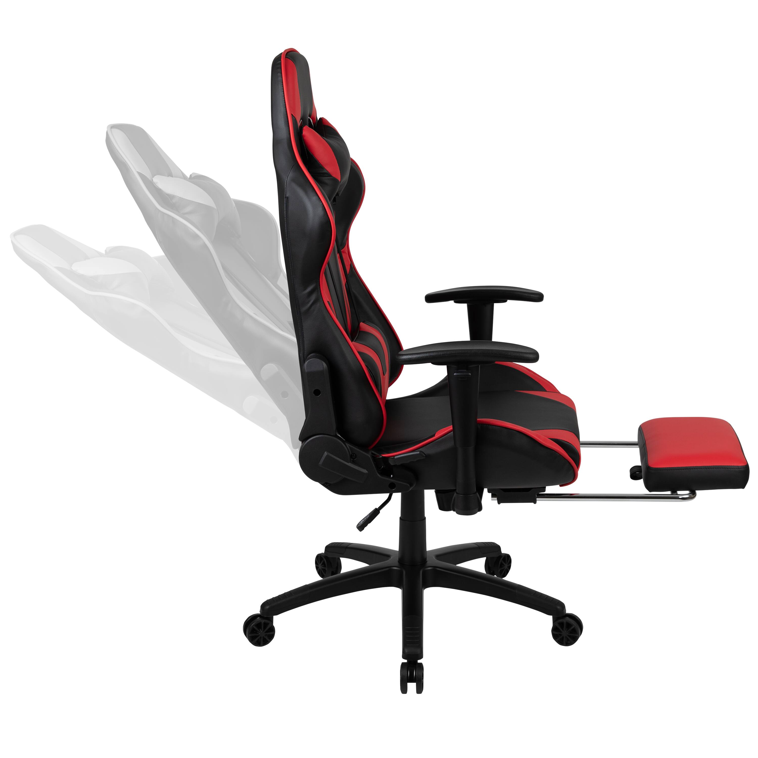 Alt View 7. Emma + Oliver - Gaming Desk Set - Cup/Headset Holder/Reclining & Footrest - Red.