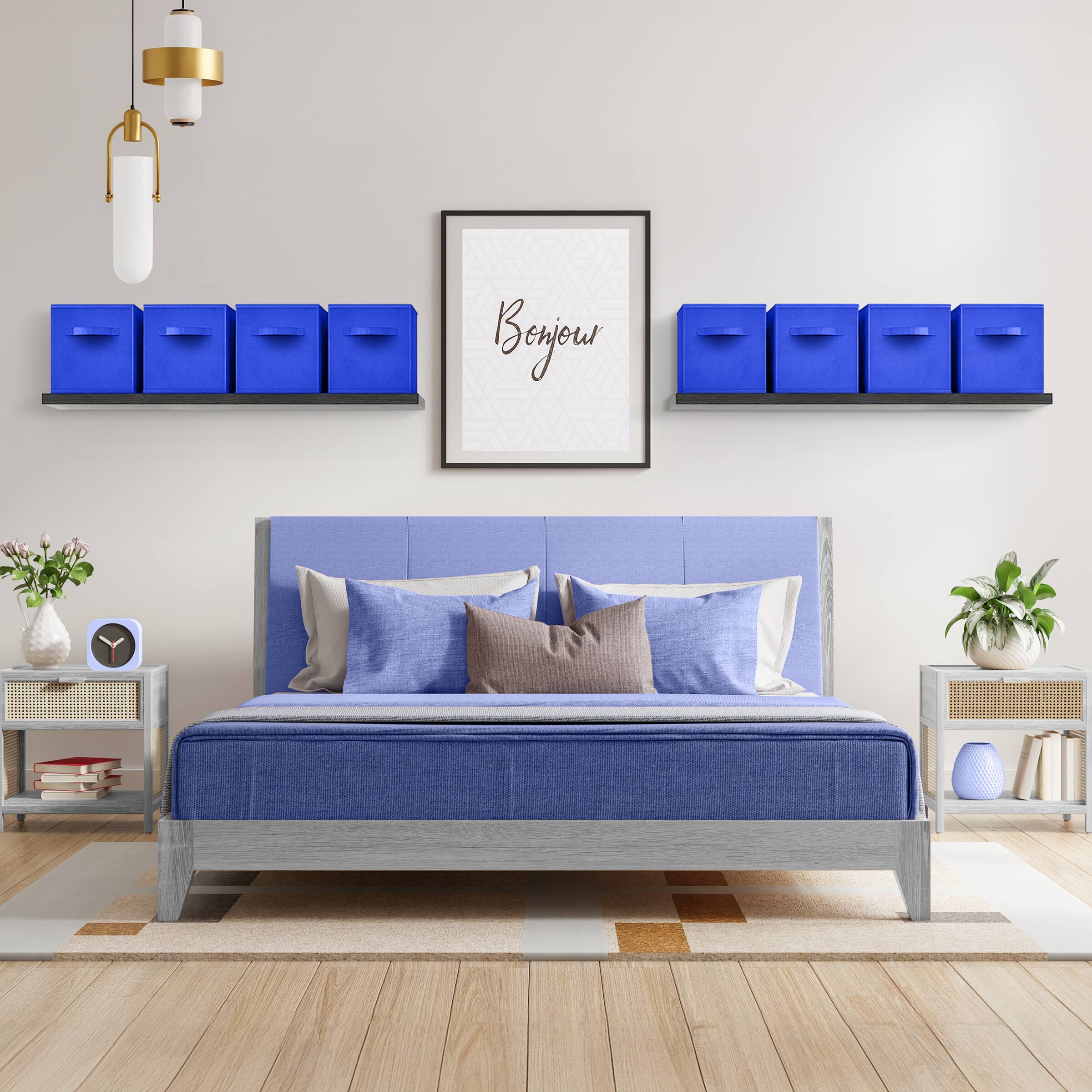 Alt View 3. Sorbus - Sorbus 13 Inch Storage Bins - Sturdy Collapsible Fabric Storage Cubes with Handle - 8 Foldable Baskets for Organizing - Royal Blue.