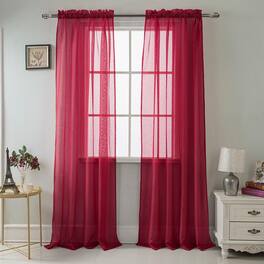 RT Designers Collection - RT Designers Celine Sheer Rod Pocket Curtain Panel Pair - 55x90" - Burgundy