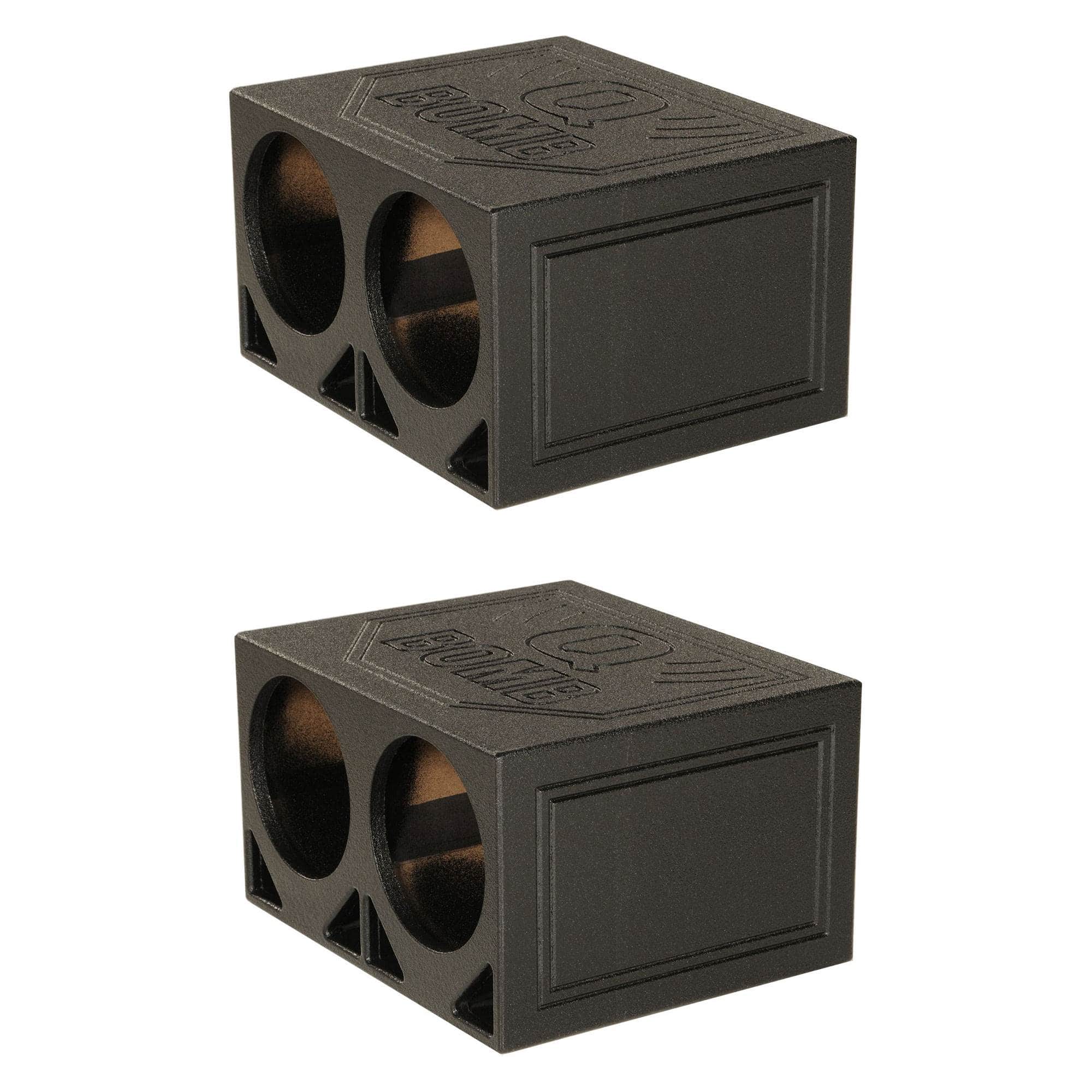 QPower - Q Power Dual 10 Inch Triangle Ported Subwoofer Box w/ Bedliner Spray (2 Pack)