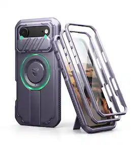 dexnor - iPhone Air Case: Camera Cover & Kickstand & Screen Protector, MagSafe, Rugged Bumper Cases - Phantom Purple