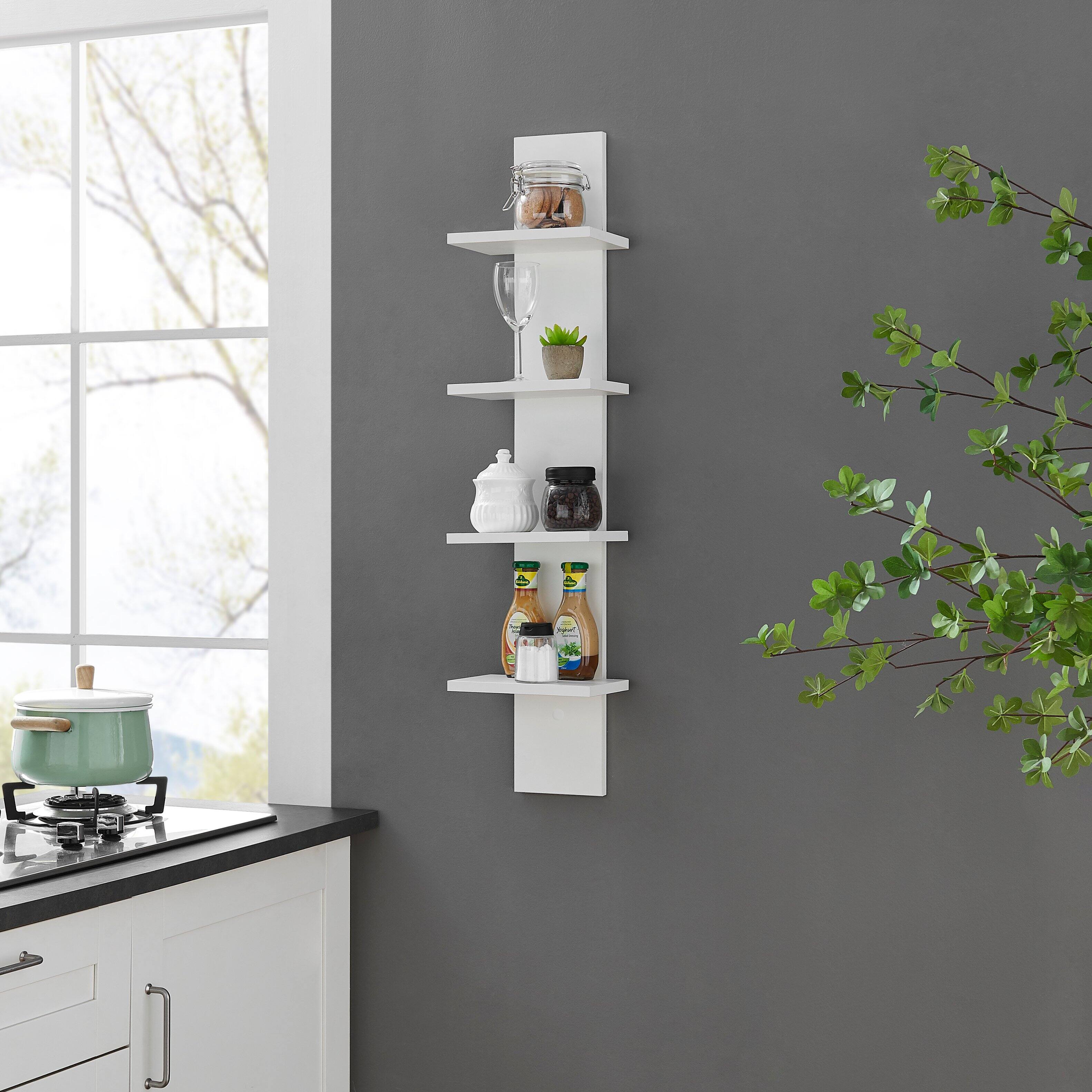 Alt View 5. Danya B - Arica Utility Column 4-Tier Spine Wall Shelves - White.