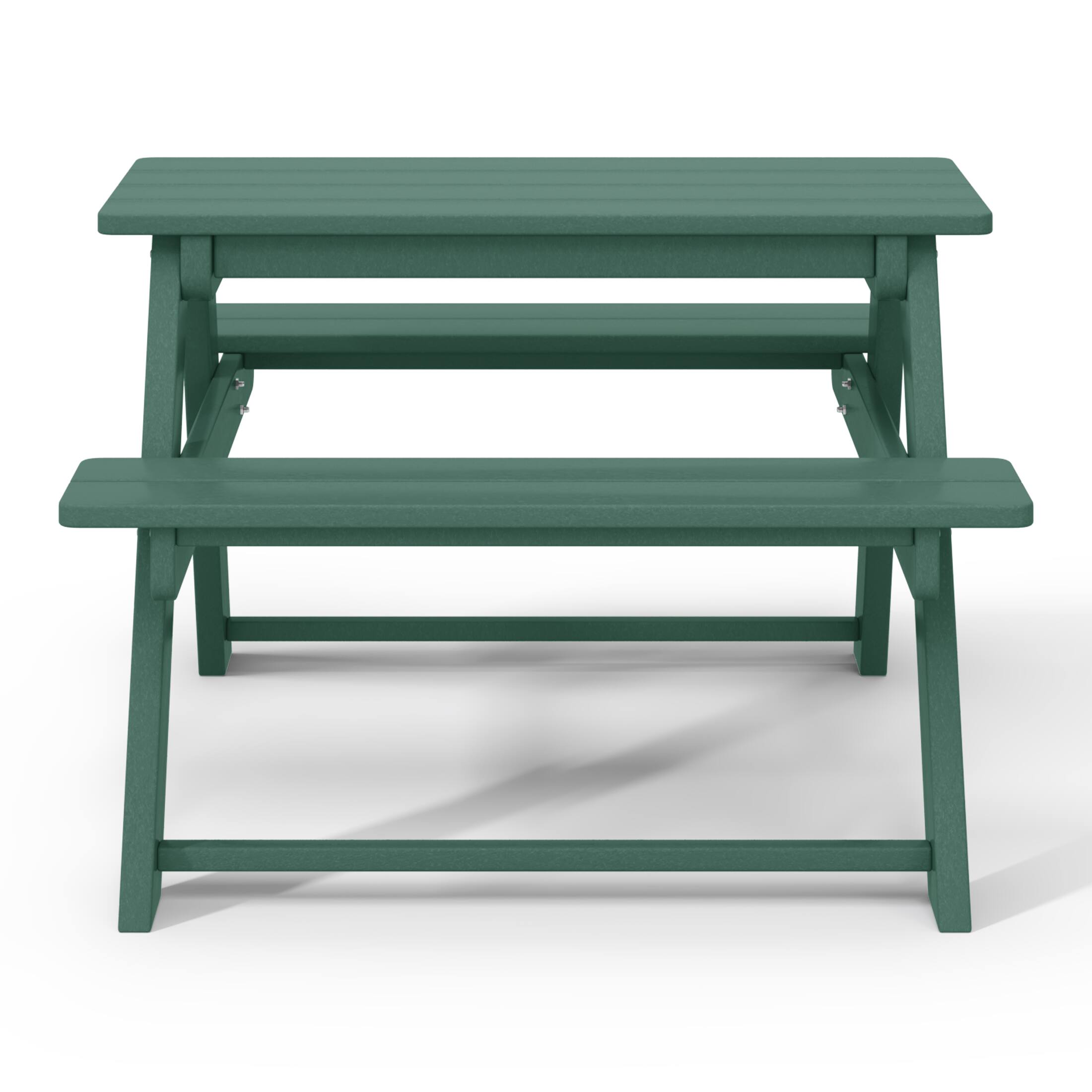 Back. WestinTrends - WestinTrends Malibu Outdoor Patio Kids HDPE Plastic Picnic Bench Table - Dark Green.