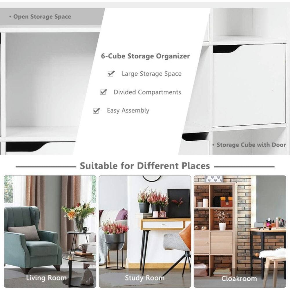 Open Storage Space

6-Cube Storage Organizer
- Large Storage Space
- Divided Compartments
- Easy Assembly

Storage Cube with Door

Suitable for Different Places
- Living Room
- Study Room
- Cloakroom