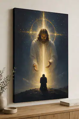 FC Design - Large Midnight Divine Presence Canvas 24x36" Ready-to-Hang Religious Art Painting Home Wall Decor - MultiColor