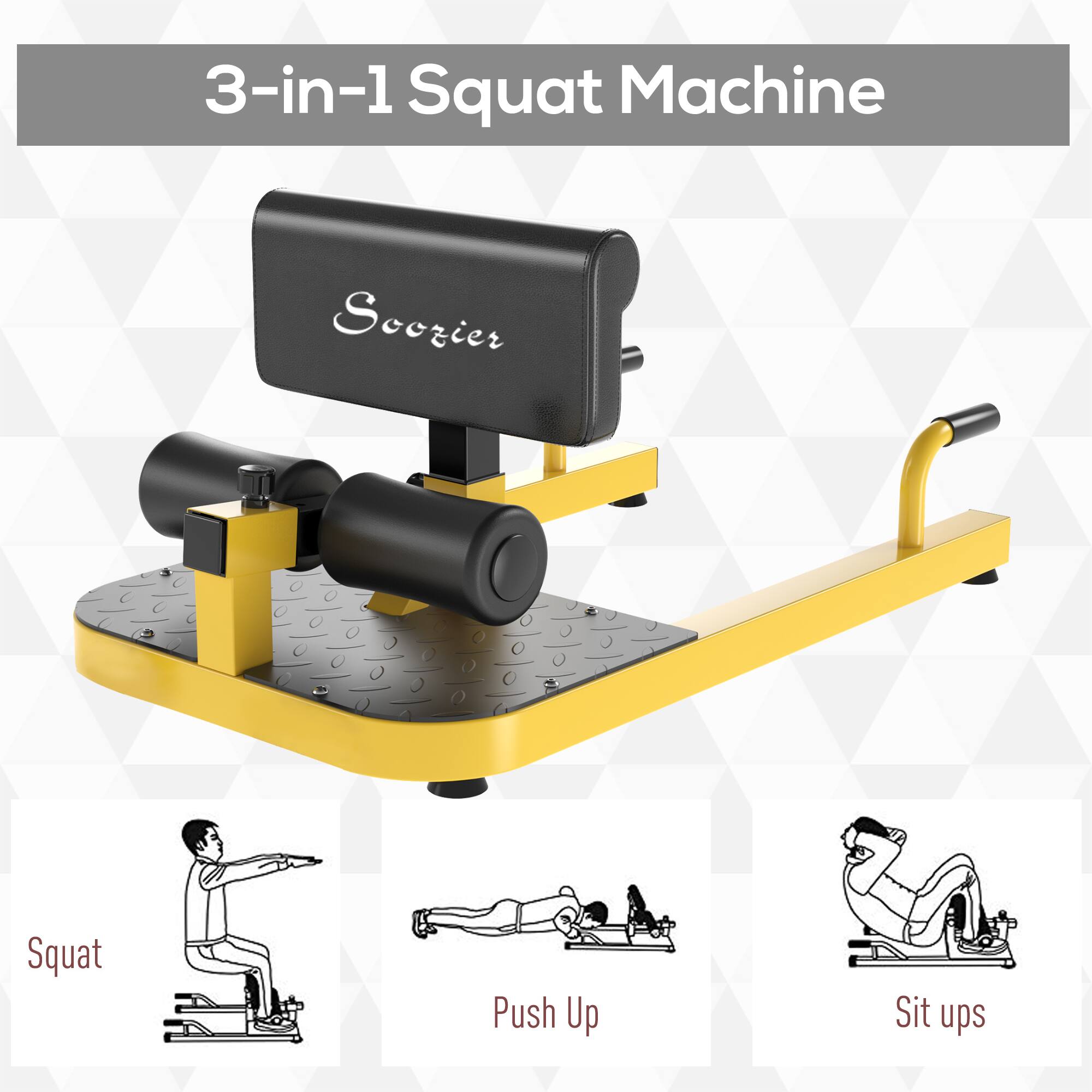 3-in-1 Squat Machine  
Scozier  
Squat  
Push Up  
Sit ups