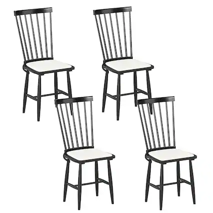 Front. Costway - Costway Dining Chairs Set of 4 with Removable Seat Cushions for Dining Room, Kitchen - Black.