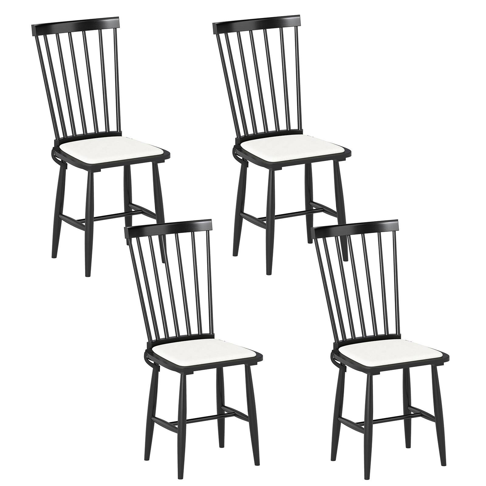 Front. Costway - Costway Dining Chairs Set of 4 with Removable Seat Cushions for Dining Room, Kitchen - Black.