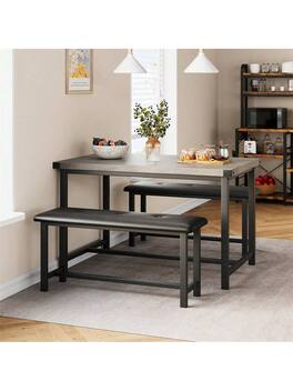 Acekool - Kitchen Table Dining Table Set For 4 Kitchen Table for Dining Room, Home Office, Living Room - Gray