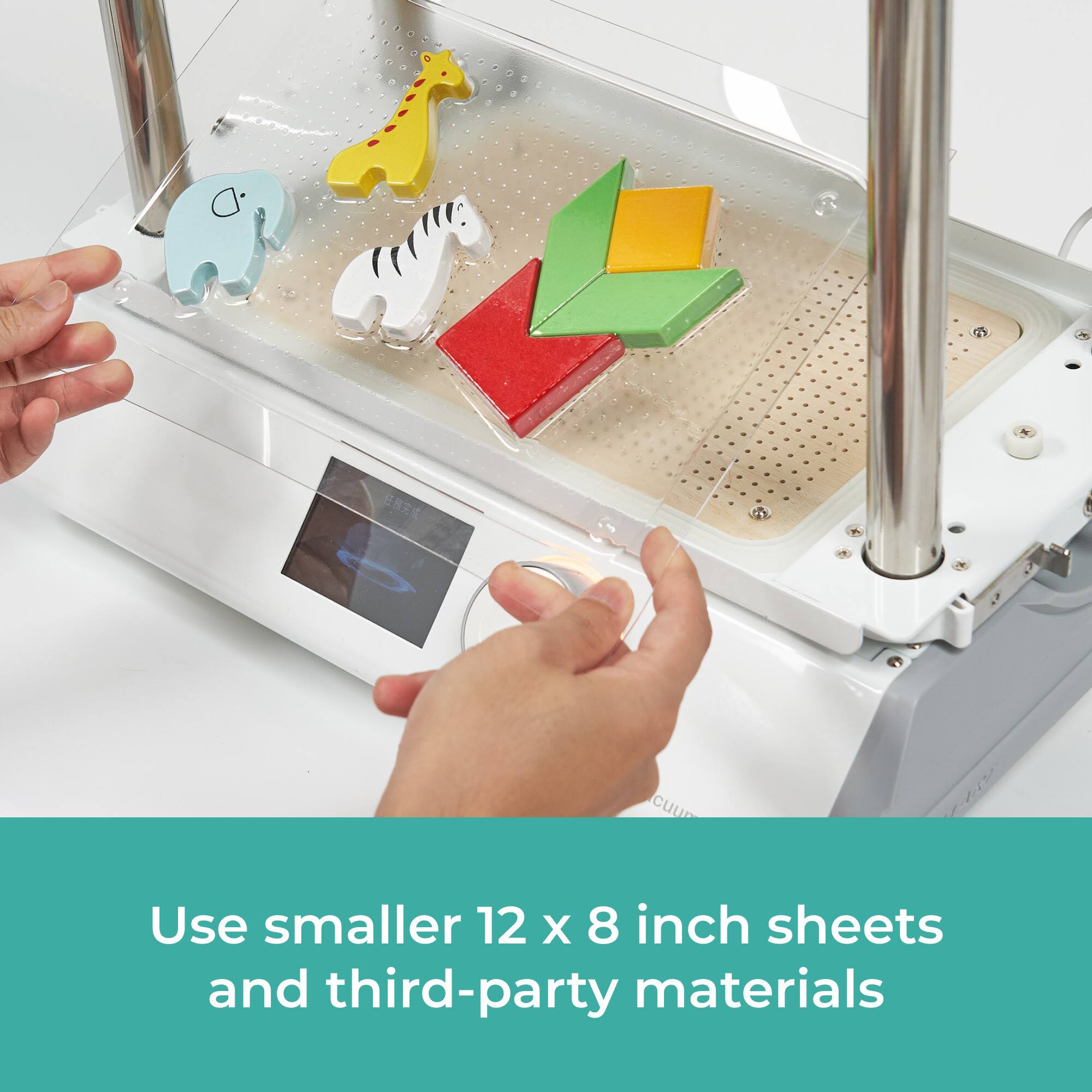 Use smaller 12 x 8 inch sheets and third-party materials