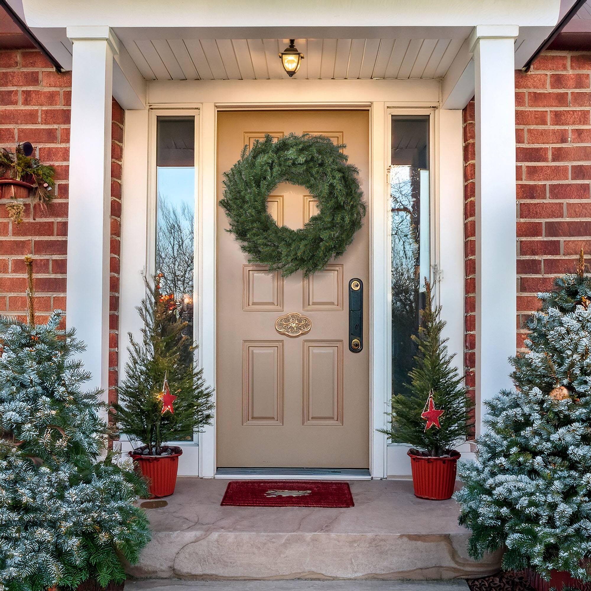 Alt View 5. Casafield - Green Fir Artificial Holiday Christmas Wreath Holiday Décor - Green.