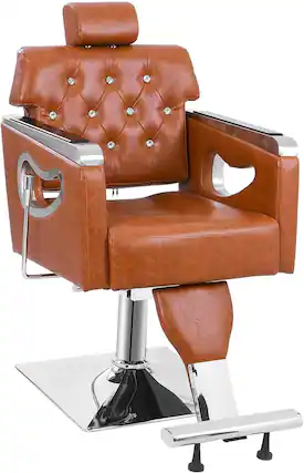 Front. Winado - Vintage Salon Chair with Hydraulic Pump & Recline Backrest & Adjustable Headrest & Footrest for Beauty Spa Barbershop - Brown.