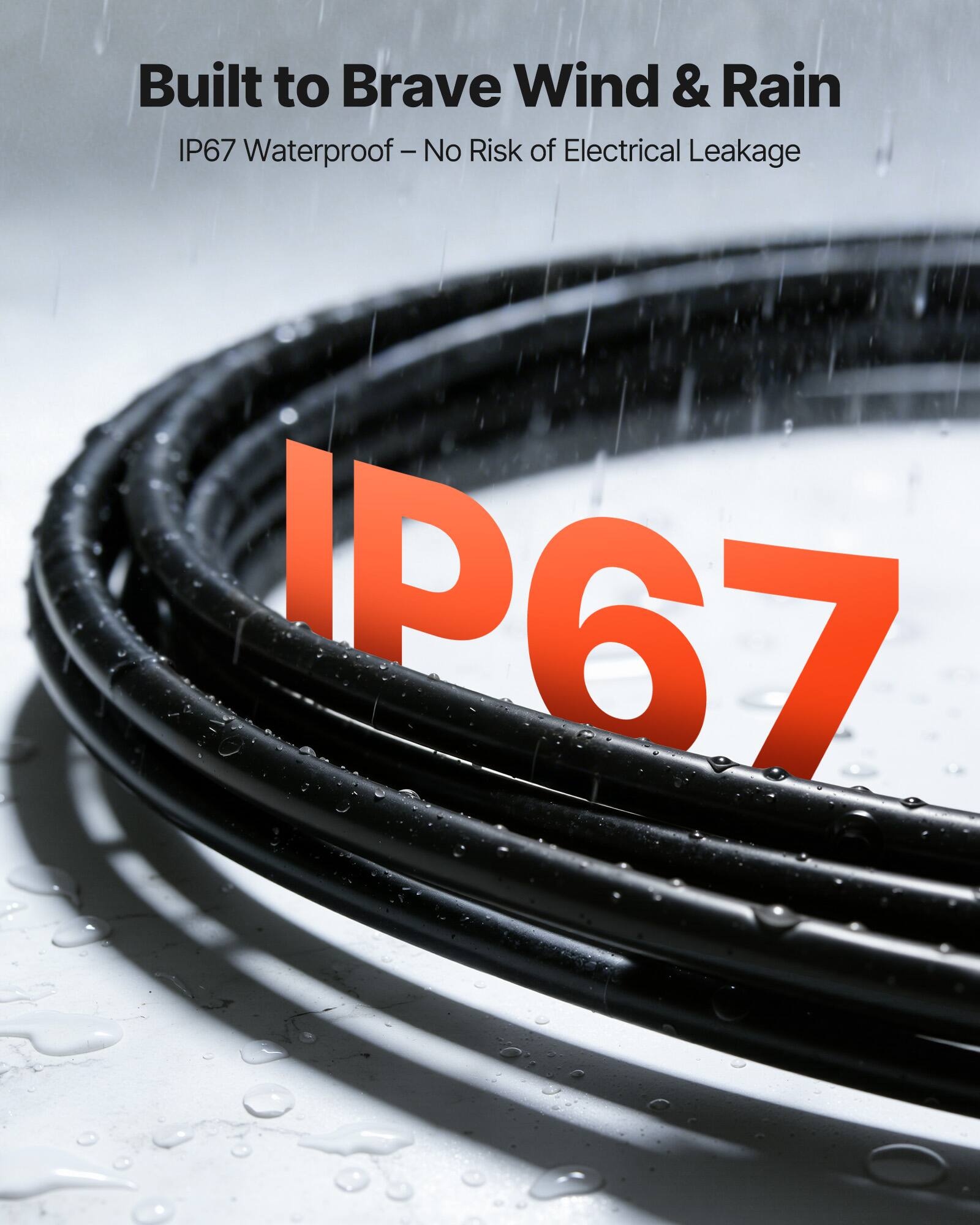 Built to Brave Wind & Rain  
IP67 Waterproof – No Risk of Electrical Leakage
