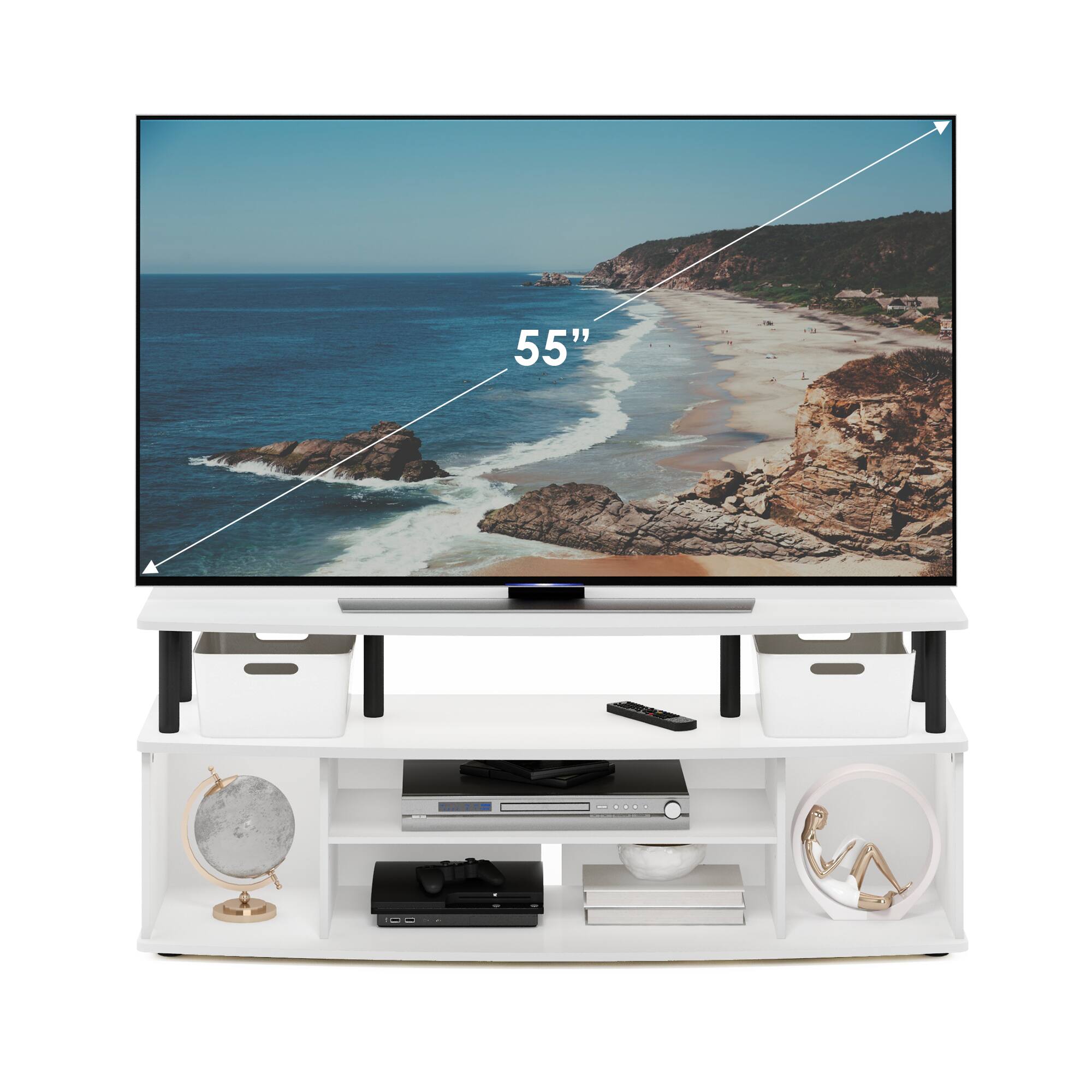 Alt View 4. Furinno - JAYA Large Entertainment Center Hold up to 55-IN TV - White/Black.