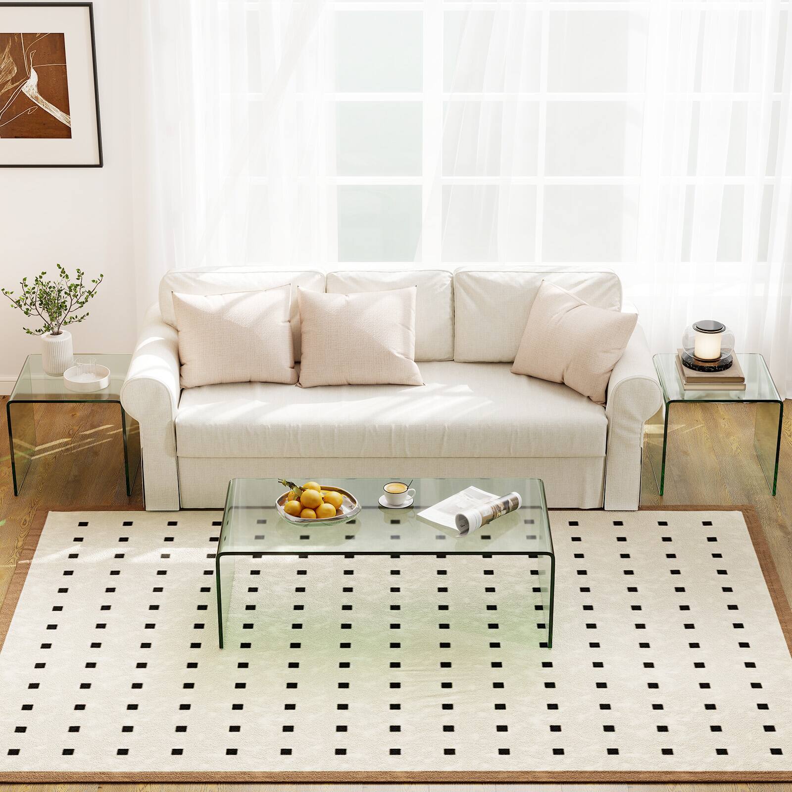 Alt View 3. Costway - Costway Tempered Glass Coffee Table Set of 3, Clear Coffee Table & 2 End Tables for Home - Clear.