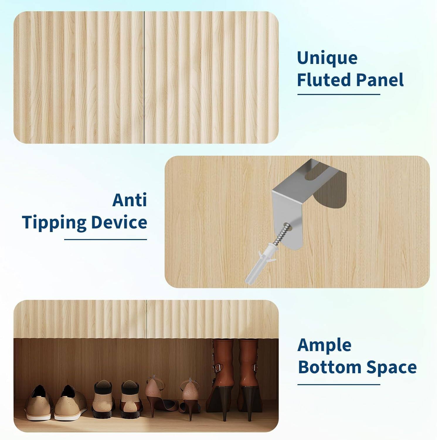 Unique Fluted Panel  
Anti Tipping Device  
Ample Bottom Space