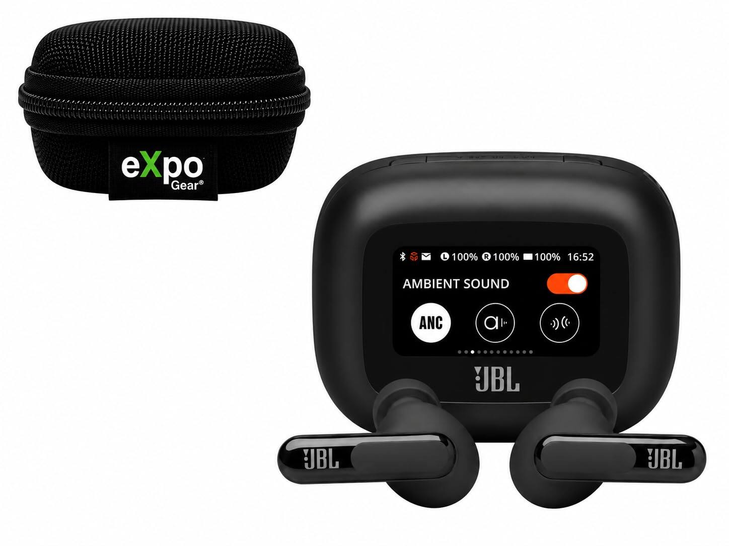 eXpo Gear D L 1 100% R 100% 100% 16:52 AMBIENT SOUND ANC a :)(< JBL BL UBL