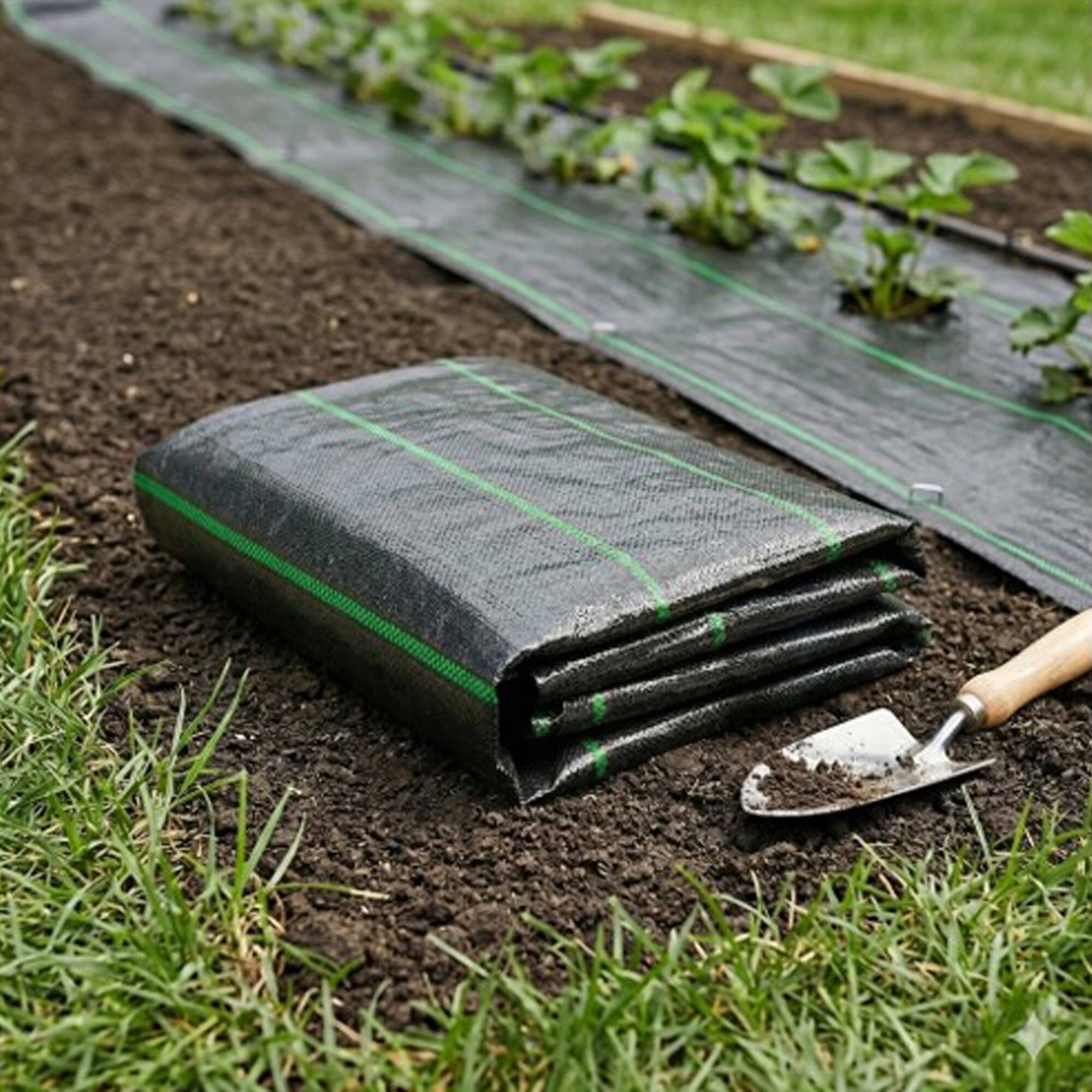 Alt View 4. DeWitt - DeWitt Earthmat Woven 4' x 50' Ground Cover, Weed Control Folded Garden Mat - Black.