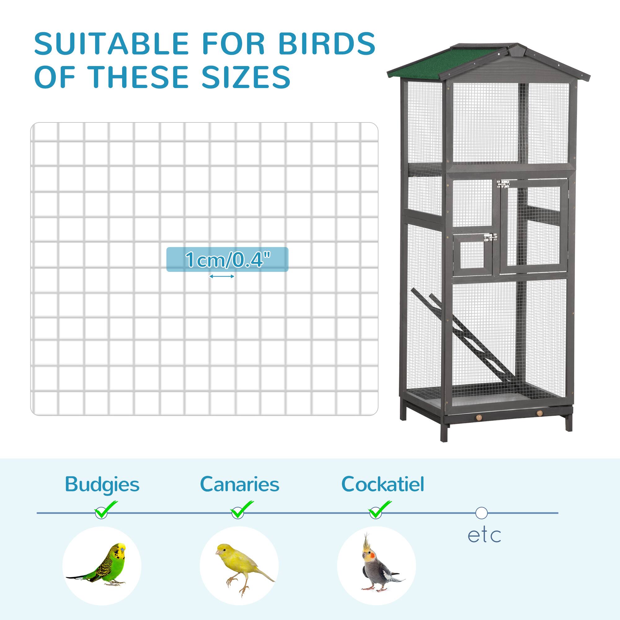 SUITABLE FOR BIRDS OF THESE SIZES

1 cm/0.4"

Budgies ✔️  
Canaries ✔️  
Cockatiel ✔️  
etc