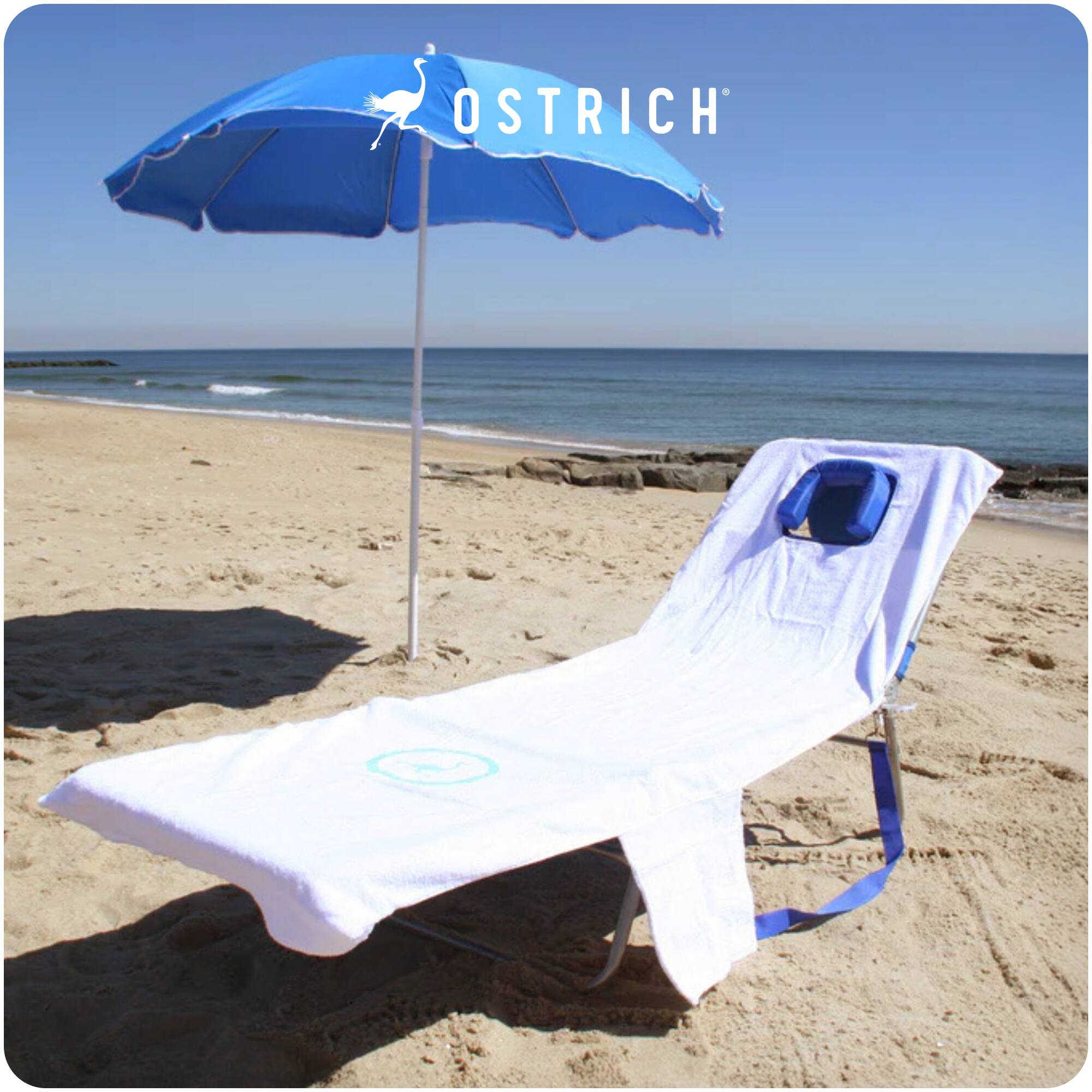 Alt View 3. Ostrich - Ostrich Custom Fitted Towel for 3N1 Outdoor Lounge Beach Chair, Towel Cover Only - white.