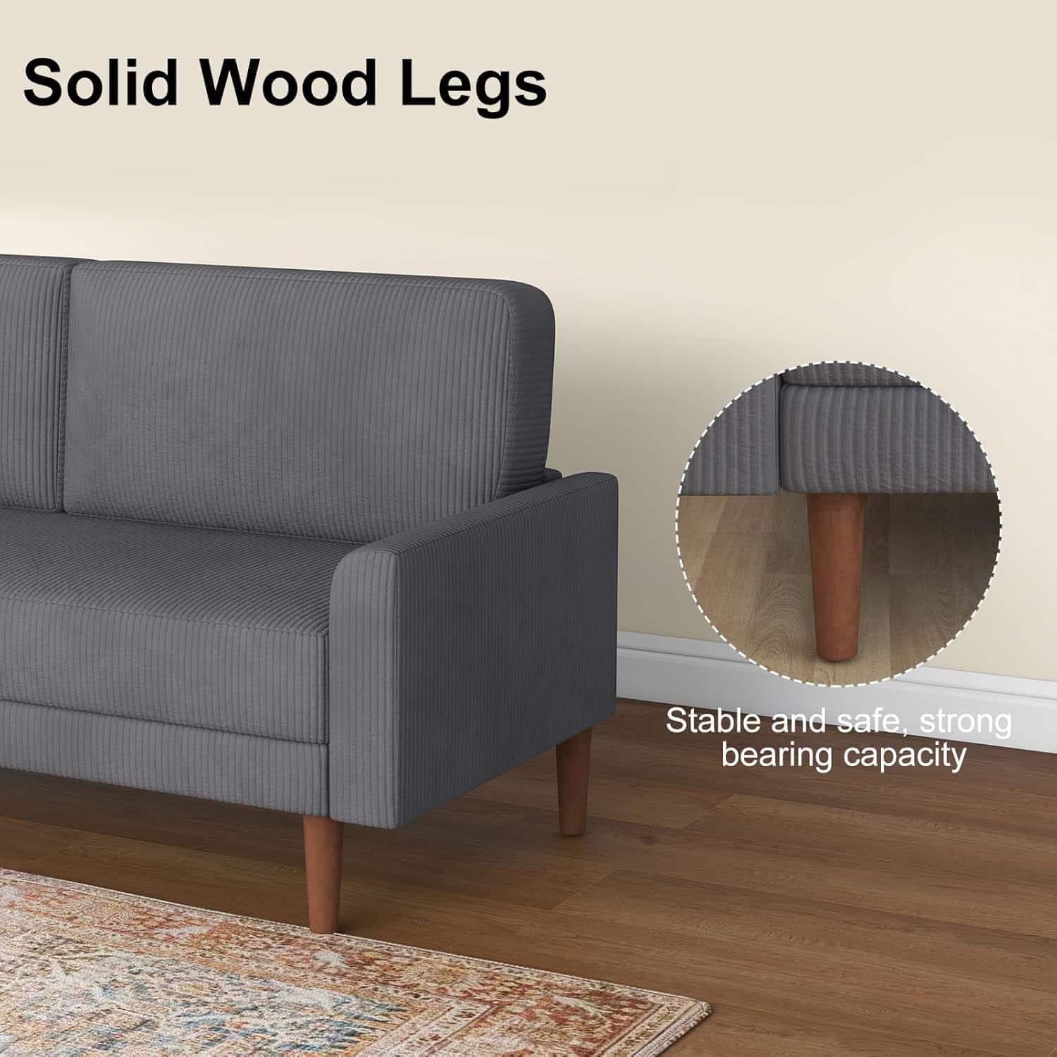 Solid Wood Legs: Stable and safe, strong bearing capacity.