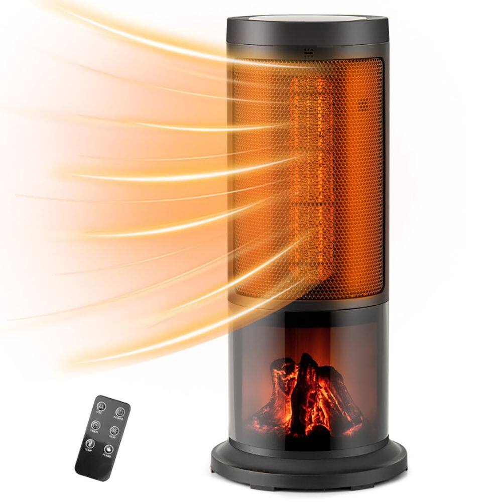Alt View 4. Akoasm - 1500W Portable Tower Heater, Wide Oscillation for 250 Sq Ft, Dual Heat Settings, Remote, 3D Flame, Tip-Over Protection.