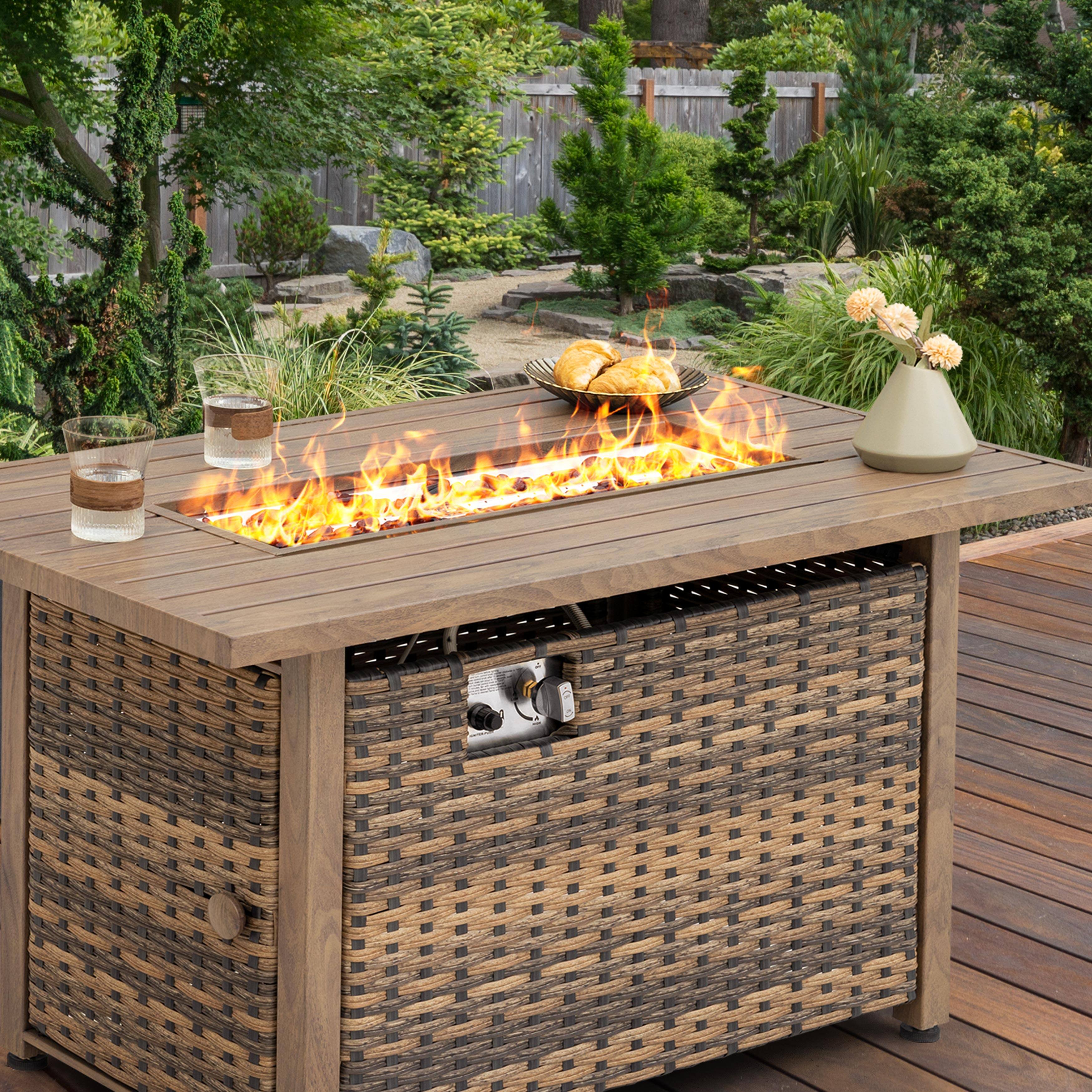 Alt View 7. Nuu Garden - Nuu Garden 43'' Patio 50,000 BTU Gas Fire Pit Table for Outside Patio - Brown.