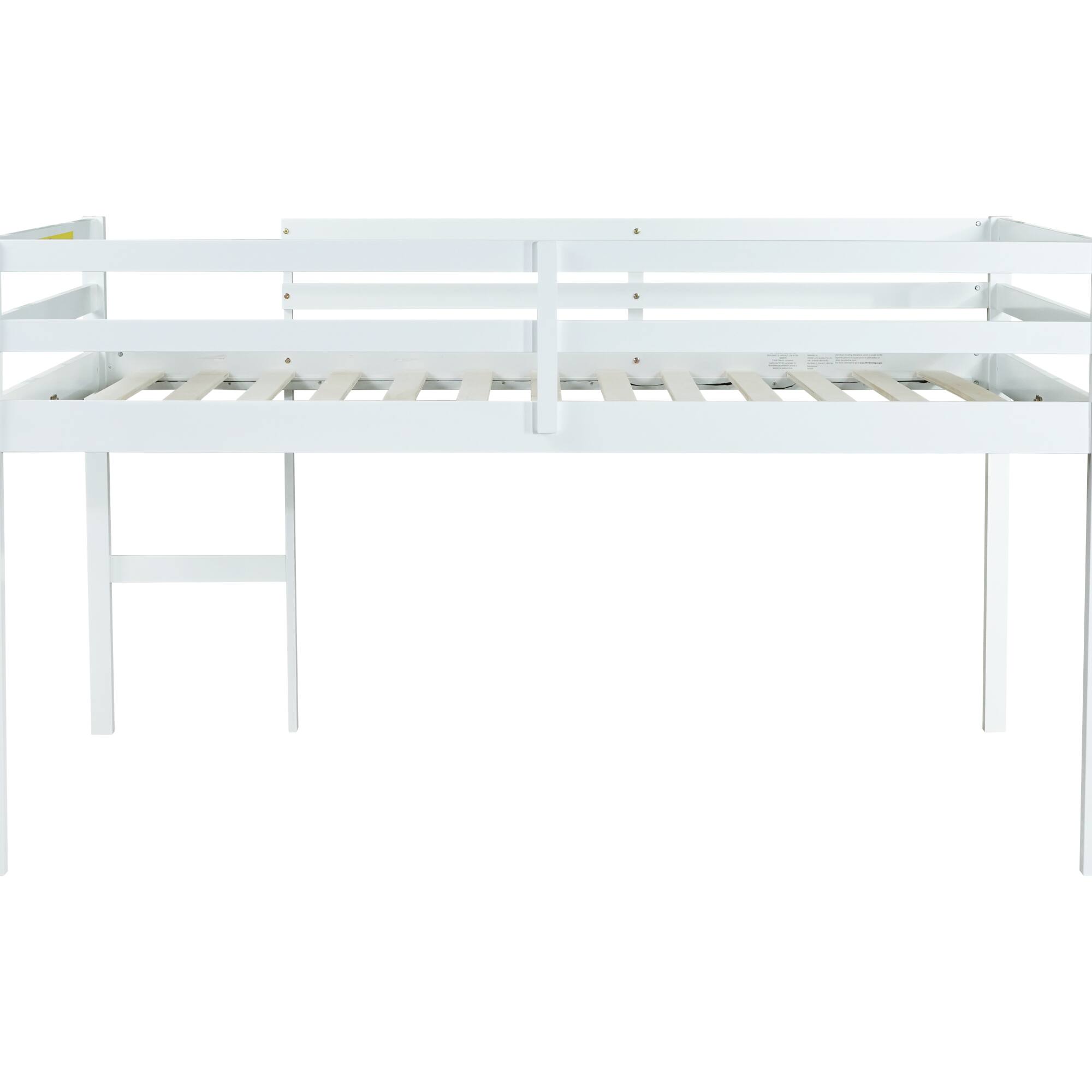 Left. GOODSILO - Premium Full-Size Loft Bed with Ladder Designed for Space Optimization and Stylish Comfort - White.