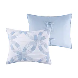 Greenland Home Fashions - 100% Jacquard Woven Polyester Wedding Ring Sham King - Blue