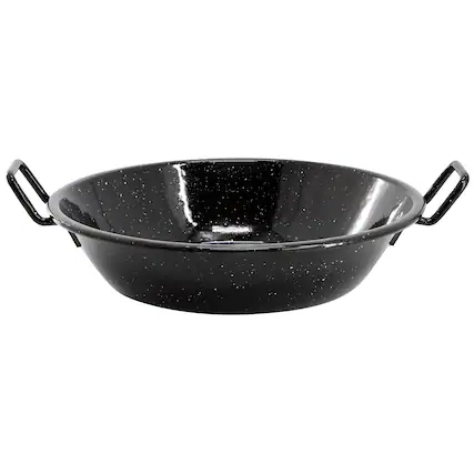 Front. Oster - Oster Castillo 9.5 Inch Enameled Steel Paella Pan in Speckled Black - Black.
