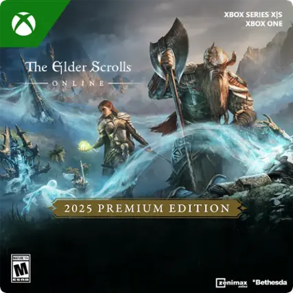 The Elder Scrolls Online 2025 Premium Edition is a mature game with a rating of 13+. It is part of the Xbox Series XIS XX ONE gaming system. - M (Mature 17+)