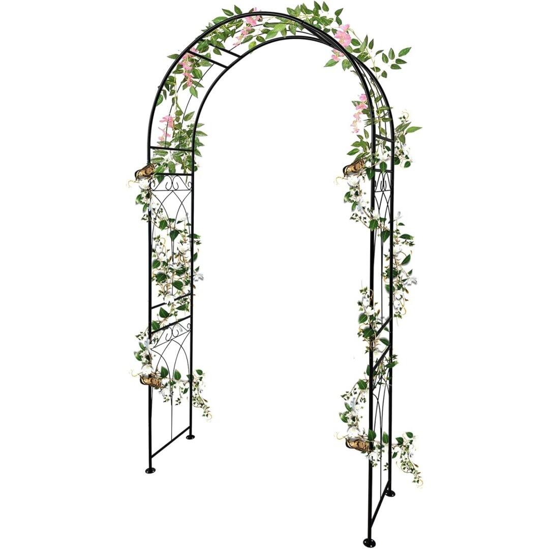 Front. GARVEE - Metal Garden Arch Trellis for Climbing Plants Outdoor, Garden Arbors and Arches, Wedding Arch Frame Archway, Black - Black.