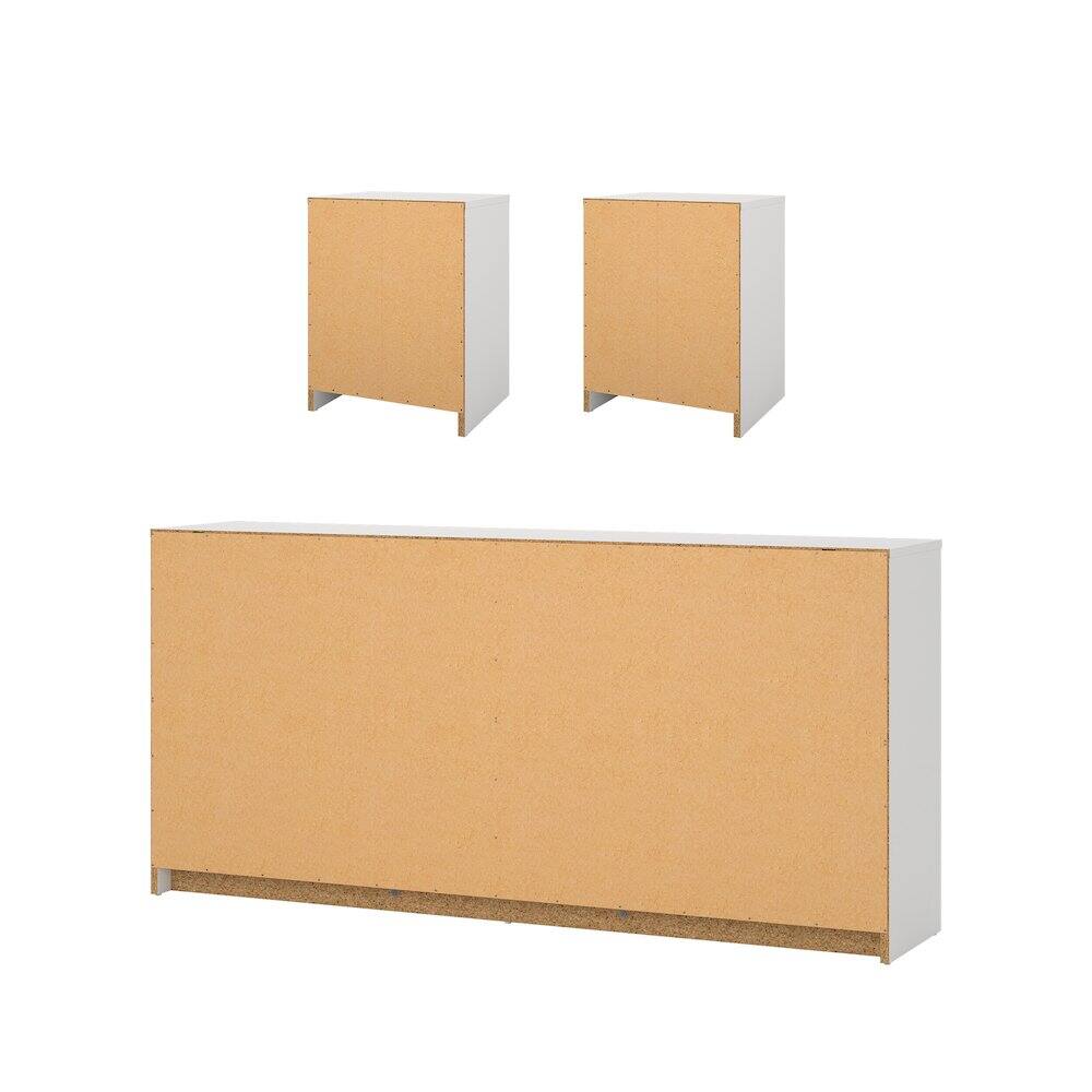 Alt View 1. Tvilum - 3-Piece Bedroom Set - 6 Drawer Double Dresser And Nightstand Set Of 2 - White.