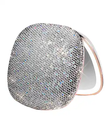 Front. fancii - Mila 2 Luxe LED Compact Mirror - White Crystals.