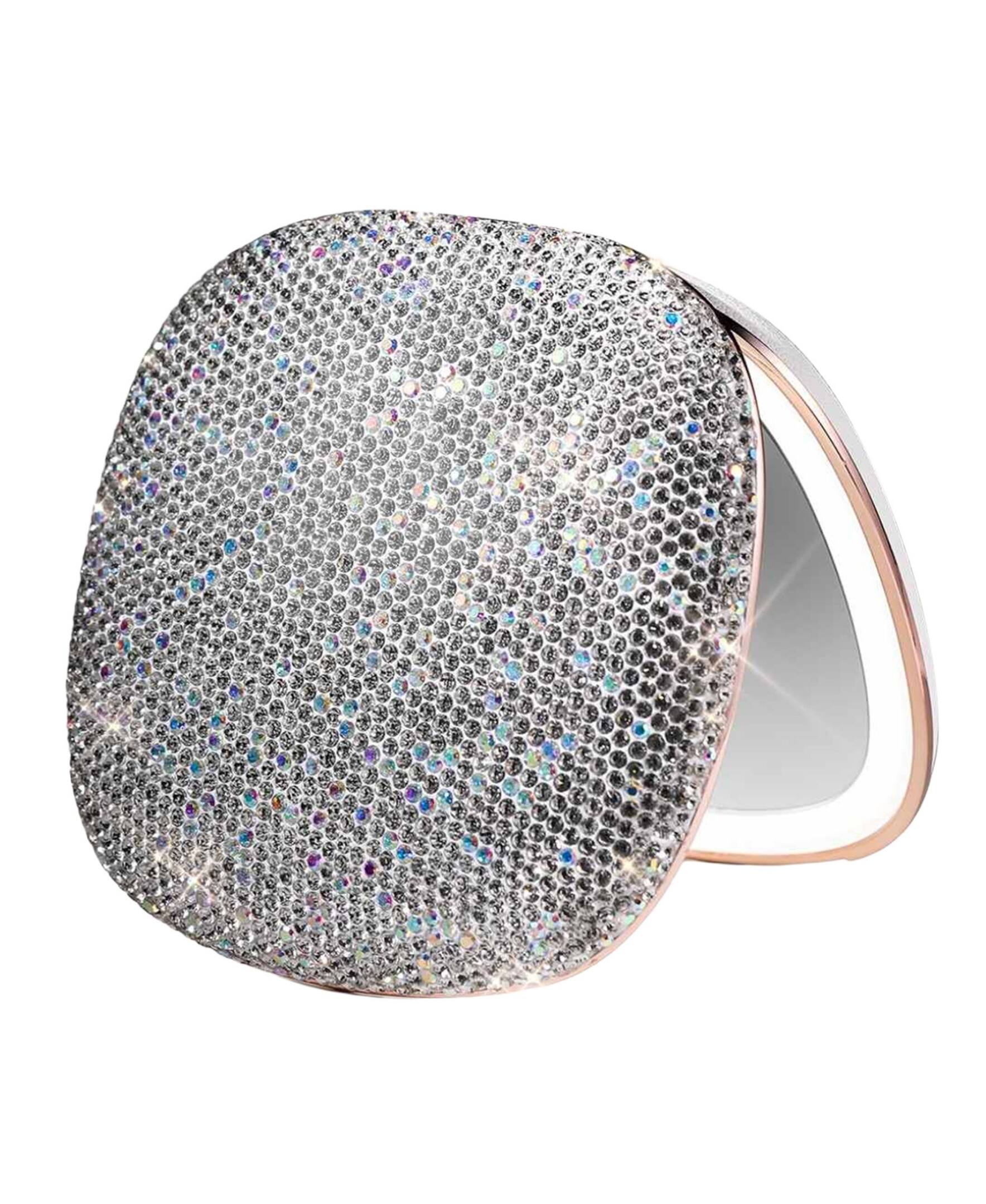 Front. fancii - Mila 2 Luxe LED Compact Mirror - White Crystals.