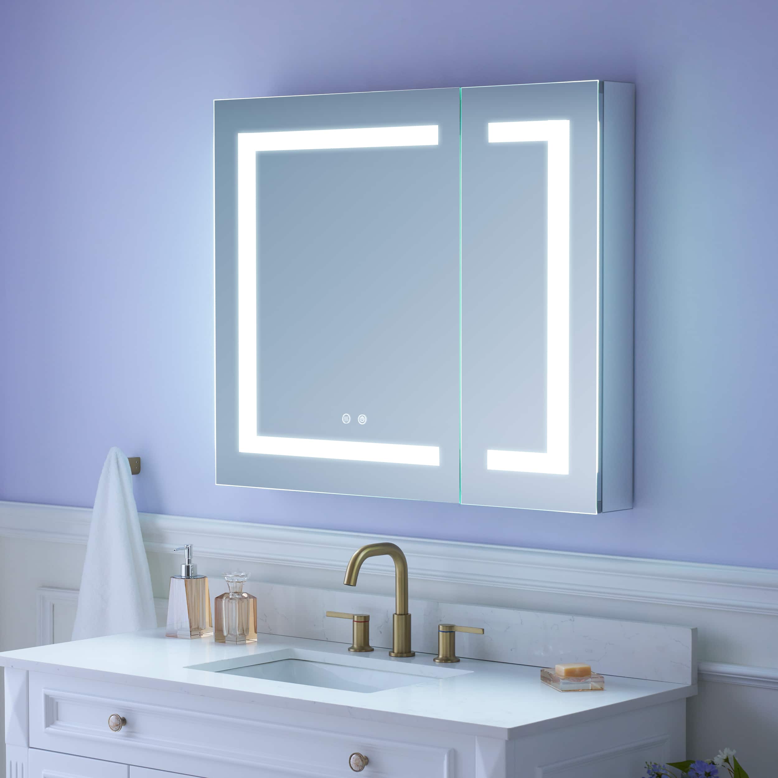 WELLFOR - 36 in. W x 30 in. H Rectangular Aluminum Recessed or Surface Mount Medicine Cabinet with Mirror and Lighted - Silver price history on PriceWatchPro