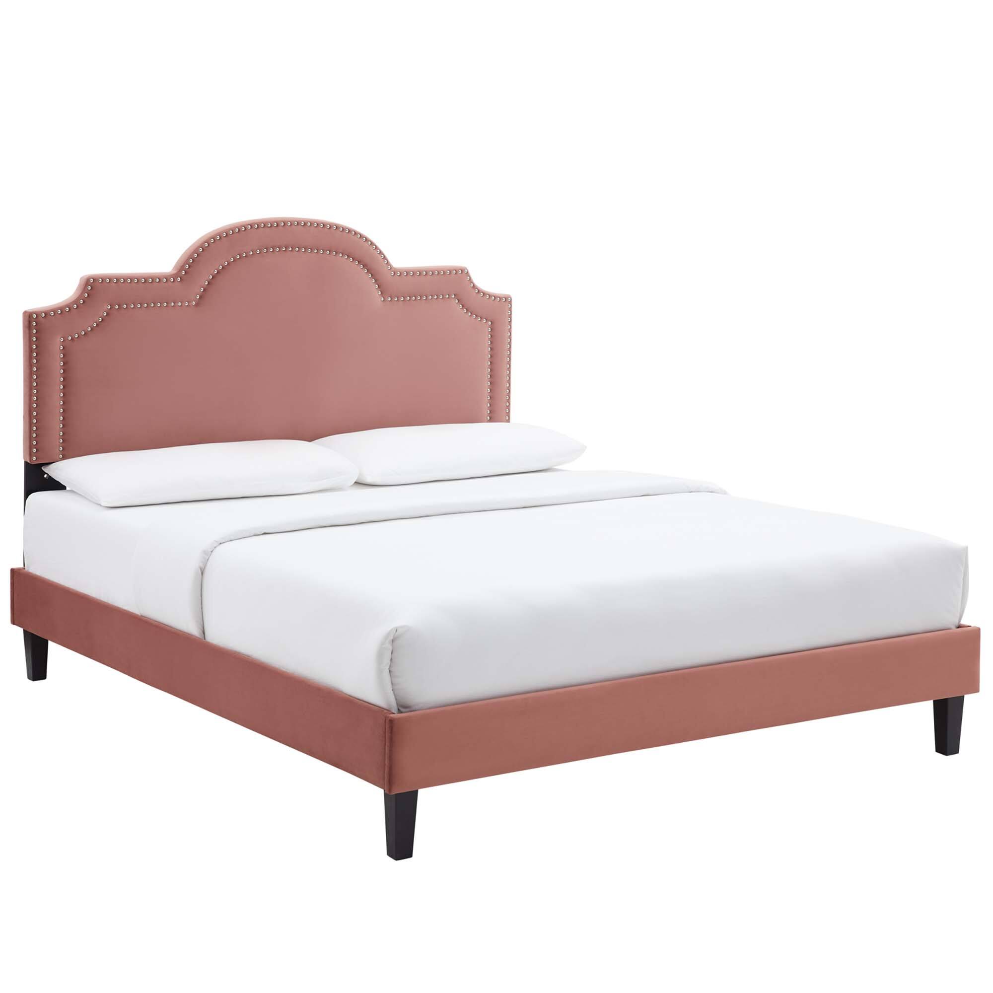 Angle. Modway - Soleil Performance Velvet King Bed - Gray.
