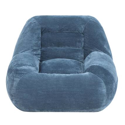 Front. GOODSILO - Plush Corduroy Fabric Beanbag Sofa for Cozy Living Spaces and Comfortable Lounging - Blue.
