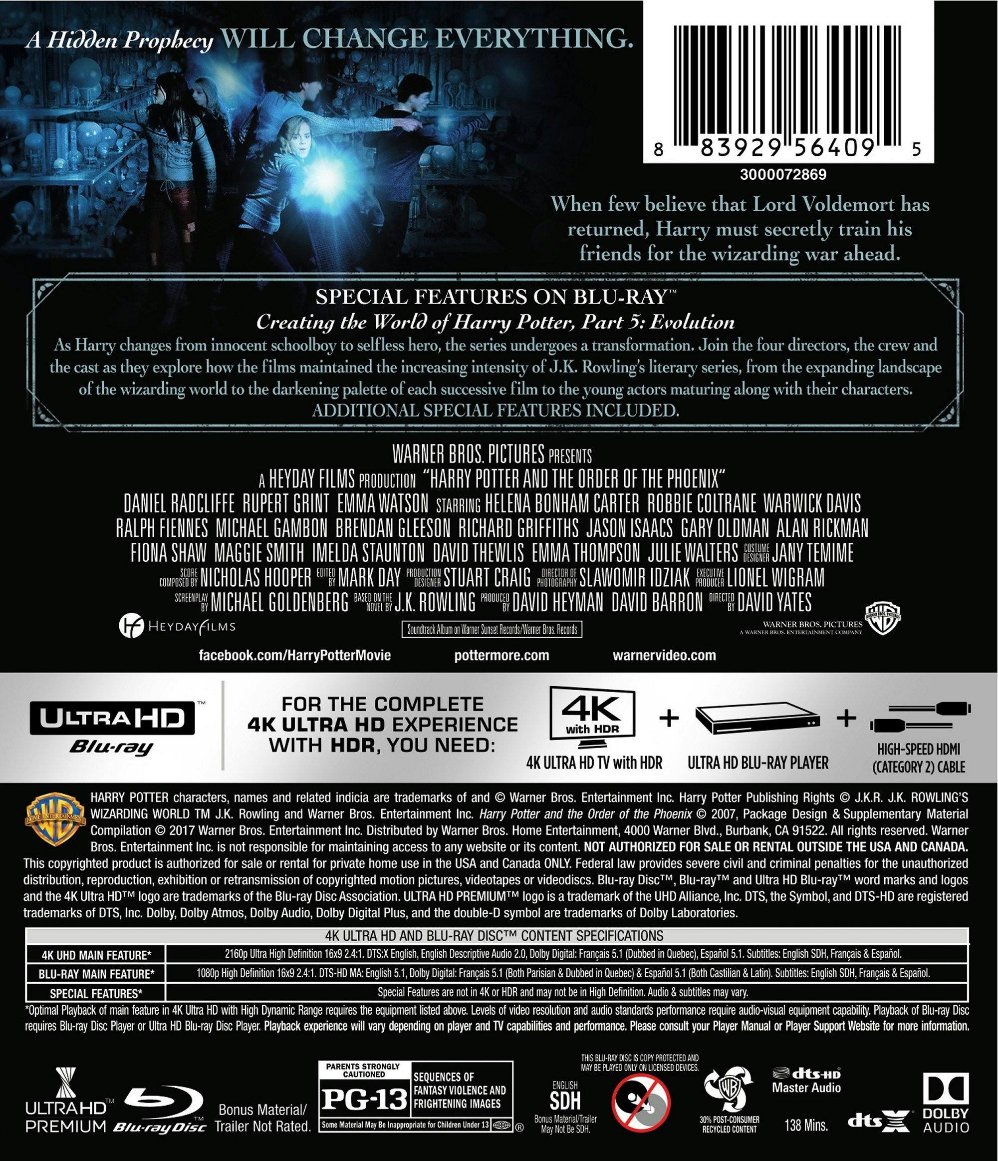 Back. Harry Potter and the Order of the Phoenix [UHD].