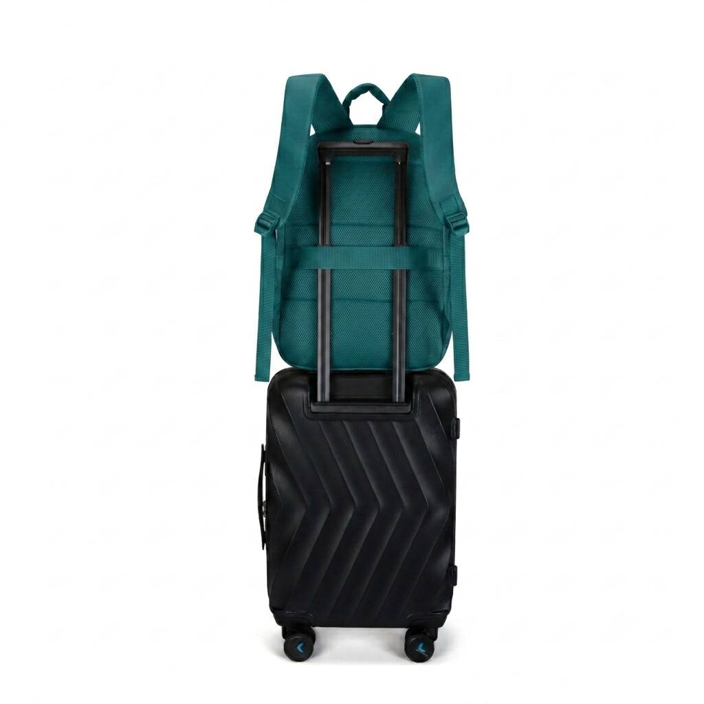 Back. Bagsmart - College Backpack, Lightweight Bookbag with 15.6 inch Laptop Compartment, Fashion Daypack for Casual Work Commuter - Green.